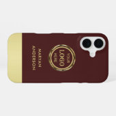Dunkelrotes Golddesign, Logo oder Foto im goldenen iPhone 16 Hülle (Rückseite (Horizontal))