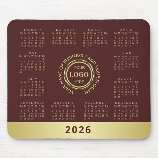 Dunkelrotes Golddesign, Logo oder Foto im goldenen Mousepad (Vorne)