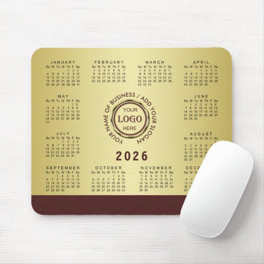 Dunkelrotes Golddesign, Logo oder Foto im goldenen Mousepad (Mit Mouse)