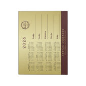 Dunkelrotes Golddesign, Logo- oder Fotokalender, Notizblock (Rotiert)