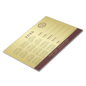 Dunkelrotes Golddesign, Logo- oder Fotokalender, Notizblock (angewinkelt)