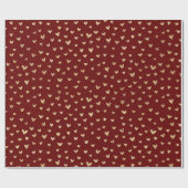 Dunkelrotes goldenes Hörmuster Papier Geschenkpapier (Flach)