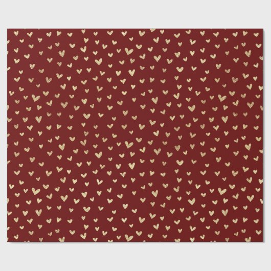 Dunkelrotes goldenes Hörmuster Papier Geschenkpapier (Flach)