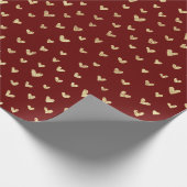 Dunkelrotes goldenes Hörmuster Papier Geschenkpapier (Ecke)