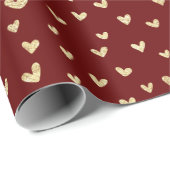 Dunkelrotes goldenes Hörmuster Papier Geschenkpapier (Rolleneckpunkt)