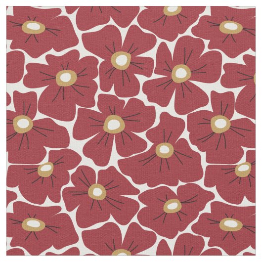 Dunkelrotes großes Blumenmuster Stoff (Nahaufnahme)