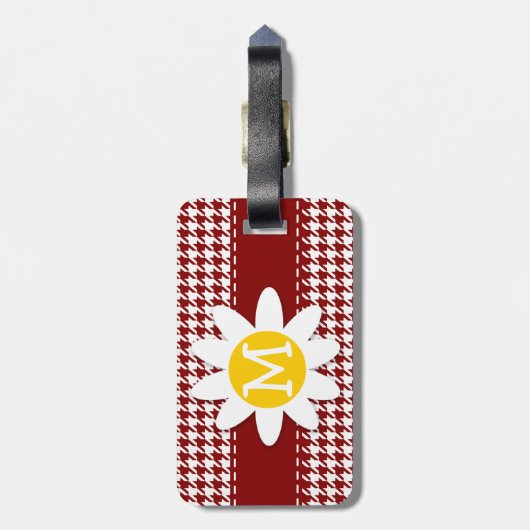 Dunkelrotes Hahnentrittmuster; Daisy Gepäckanhänger (Rückseite vertikal)