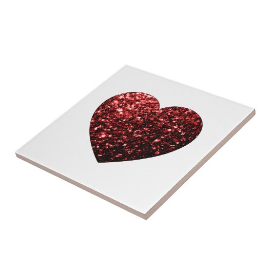 Dunkelrotes Herz falscher Glitter funkelt Fliese (Seite)