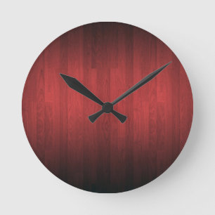 Dunkelrotes Holzdigitaldruck Runde Wanduhr