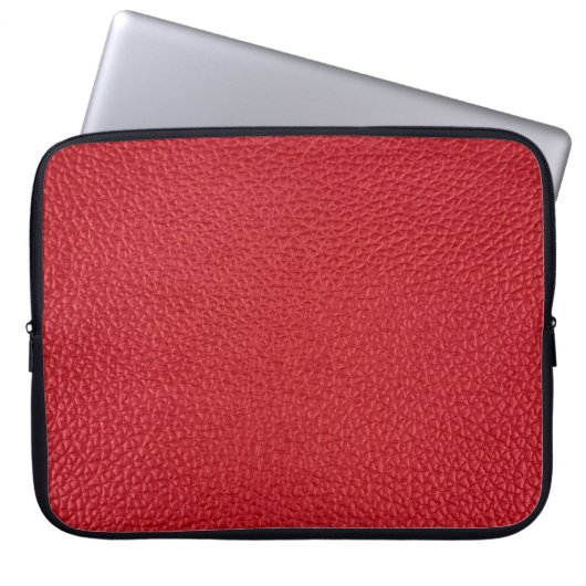 Dunkelrotes Kunstleder in der Nähe. Laptopschutzhülle (Vorderseite)