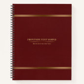 Dunkelrotes Leder Textur Gold Töne Streifen Notizblock (Vorderseite)