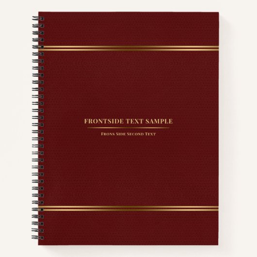 Dunkelrotes Leder Textur Gold Töne Streifen Notizblock (Vorderseite)