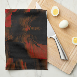 Dunkelrotes Mosaik mit leicht geschnitztem Satinth Geschirrtuch