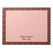 Dunkelrotes Muster braune natürliche Blume Notizblock (Vorderseite)