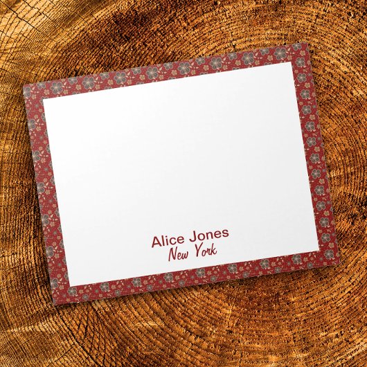 Dunkelrotes Muster braune natürliche Blume Notizblock