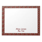 Dunkelrotes Muster braune natürliche Blume Notizblock (Vorderseite)