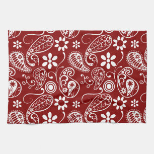 Dunkelrotes Paisley; Floral Handtuch