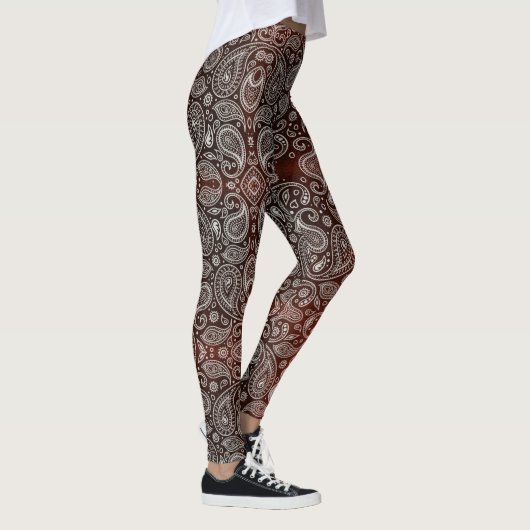 Dunkelrotes Paisley Leggings (Rechts)