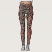 Dunkelrotes Paisley Leggings (Vorderseite)
