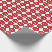 Dunkelrotes Punkt-Muster auf Weiß mit Namen Geschenkpapier (Ecke)