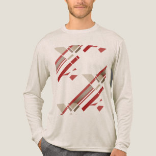 Dunkelrotes Taupe-Tan-Schrägblick-Abstrakt im Südw Tri-Blend Shirt