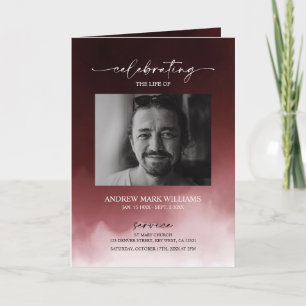 Dunkelrotes Trauerordner für die Trauerfeier gefal Karte