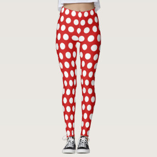 Dunkelrotes Tupfen-Muster Legging Leggings