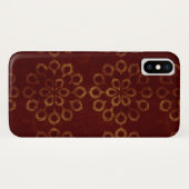 Dunkelrotes und GoldBlumen-Muster Case-Mate iPhone Hülle (Rückseite (Horizontal))