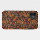 Dunkelrotes und Goldpaisley-Muster Case-Mate iPhone Hülle (Rückseite (Horizontal))