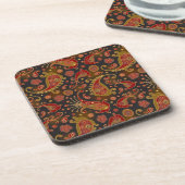 Dunkelrotes und Goldpaisley-Muster Untersetzer (Linke Seite)