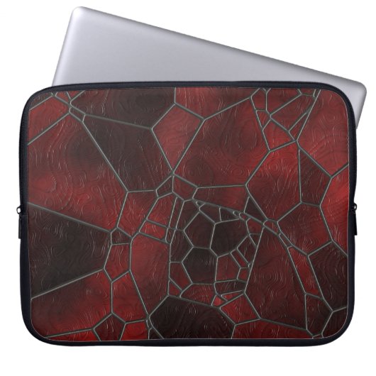 Dunkelrotes und rotes Mosaikglas Laptopschutzhülle (Vorderseite)