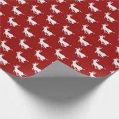 Dunkelrotes und weißes Ren-Muster Geschenkpapier (Ecke)