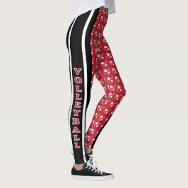 Dunkelrotes, weißes und schwarzes leggings