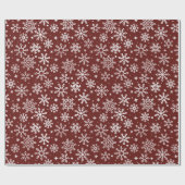 Dunkelrotes Winter-Schneeflocken-Muster Geschenkpapier (Flach)