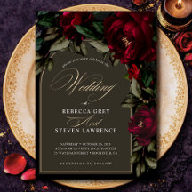 Dunkelschicke, rot-grüne blumengeschmückte Hochzei