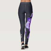 Dunkelschiefer grau, Lila Orchideen-Leggings Leggings (Rückseite)