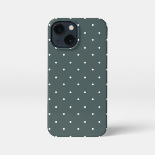 Dunkelschiefer graue und weiße Polka Dots Telefonf iPhone 13 Mini Hülle