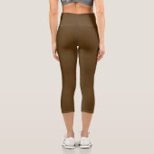 Dunkelschokoladenbraun in fester Farbe Capri Leggings (Rückseite)