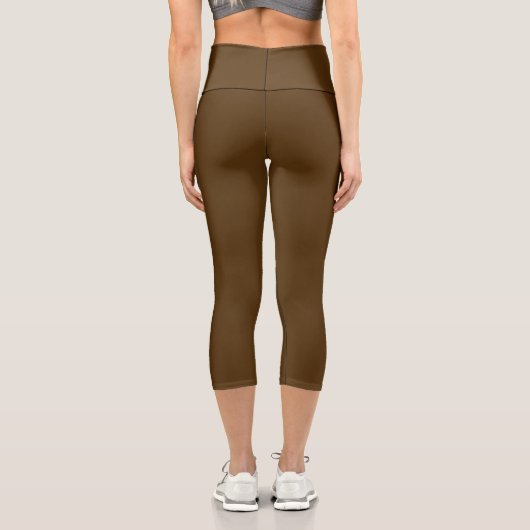 Dunkelschokoladenbraun in fester Farbe Capri Leggings (Rückseite)