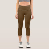 Dunkelschokoladenbraun in fester Farbe Capri Leggings (Vorderseite)