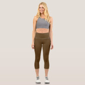 Dunkelschokoladenbraun in fester Farbe Capri Leggings (Vorderseite)