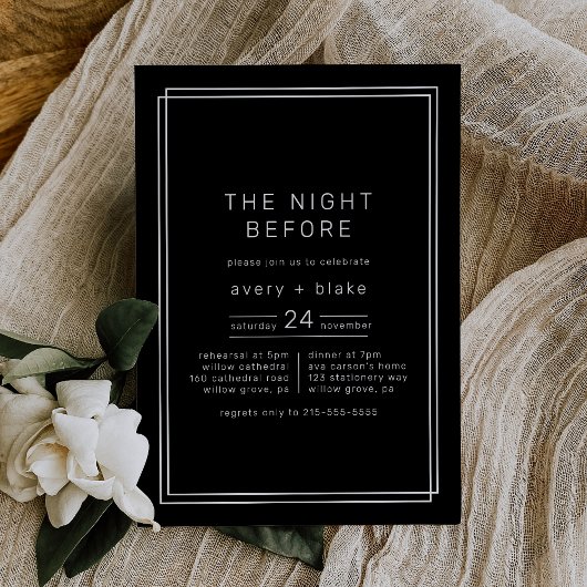Dunkelschwarz am Abend vor dem Abendessen der Prob Einladung