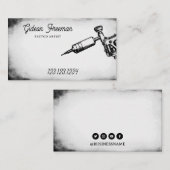 Dunkelschwarz-weiße Tattoo-Maschine Visitenkarte (Vorne/Hinten)