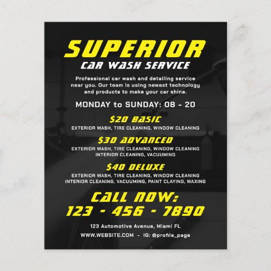 Dunkelschwarze Autowäsche Flyer (Vorne)