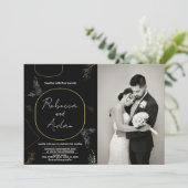 Dunkelschwarze Hochzeitseinladungen mit Foto Einladung (Stehend Vorderseite)