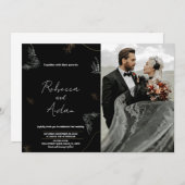 Dunkelschwarze Hochzeitseinladungen mit Foto Einladung (Vorne/Hinten)