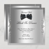 Dunkelschwarze Krawatte Einladung (Vorne/Hinten)
