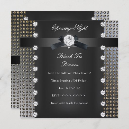 Dunkelschwarze Krawatte, formschönes Schwarzes Sil Einladung (Vorne/Hinten)