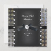 Dunkelschwarze Krawatte, formschönes Schwarzes Sil Einladung (Rückseite)