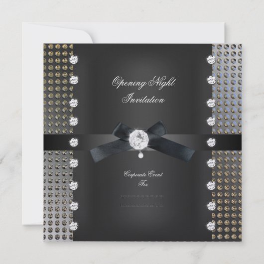 Dunkelschwarze Krawatte, formschönes Schwarzes Sil Einladung (Rückseite)